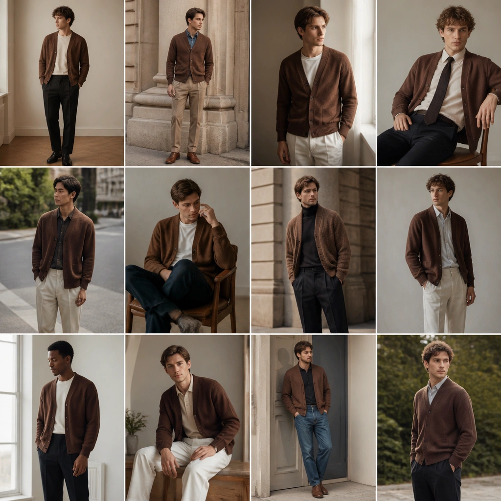 12 Brown Cardigan Outfit Ideas for Men