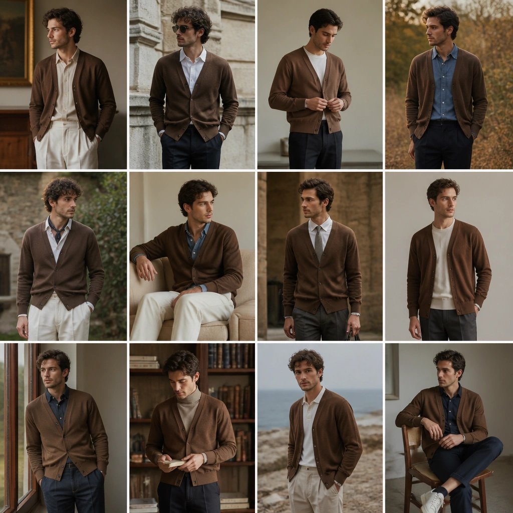 12 Brown Cardigan Outfit Ideas for Men
