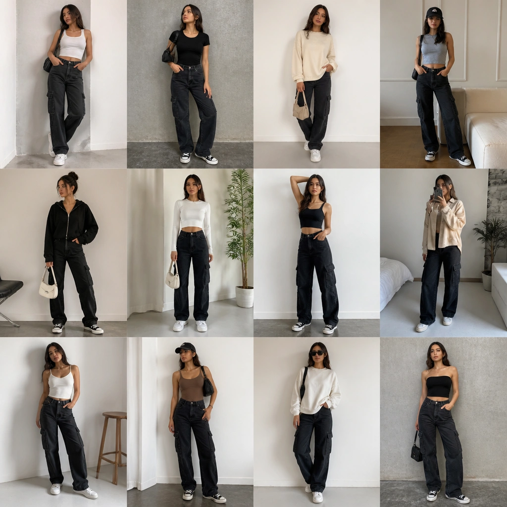 12 Beginner-Friendly Black Cargo Jeans Outfits